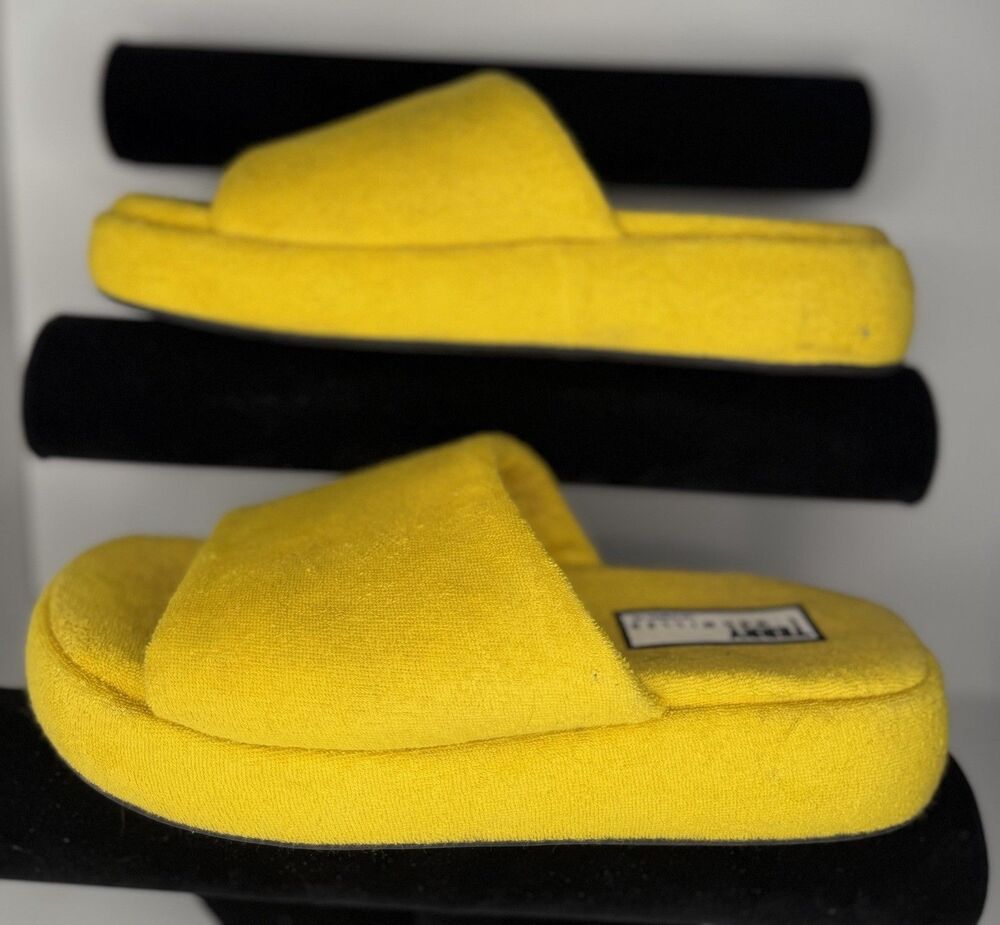 Terry Simon Miller Sz EUR 39 US 6.5 Yellow  Platform Wedge Open Toe Slide Sandal - Picture 3 of 7